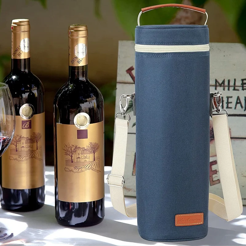 Wholesale Personalised Insulated Wine Bottle Wine Tote Carrier Cooler Bag for Travel Picnic Wine Cooler Bag