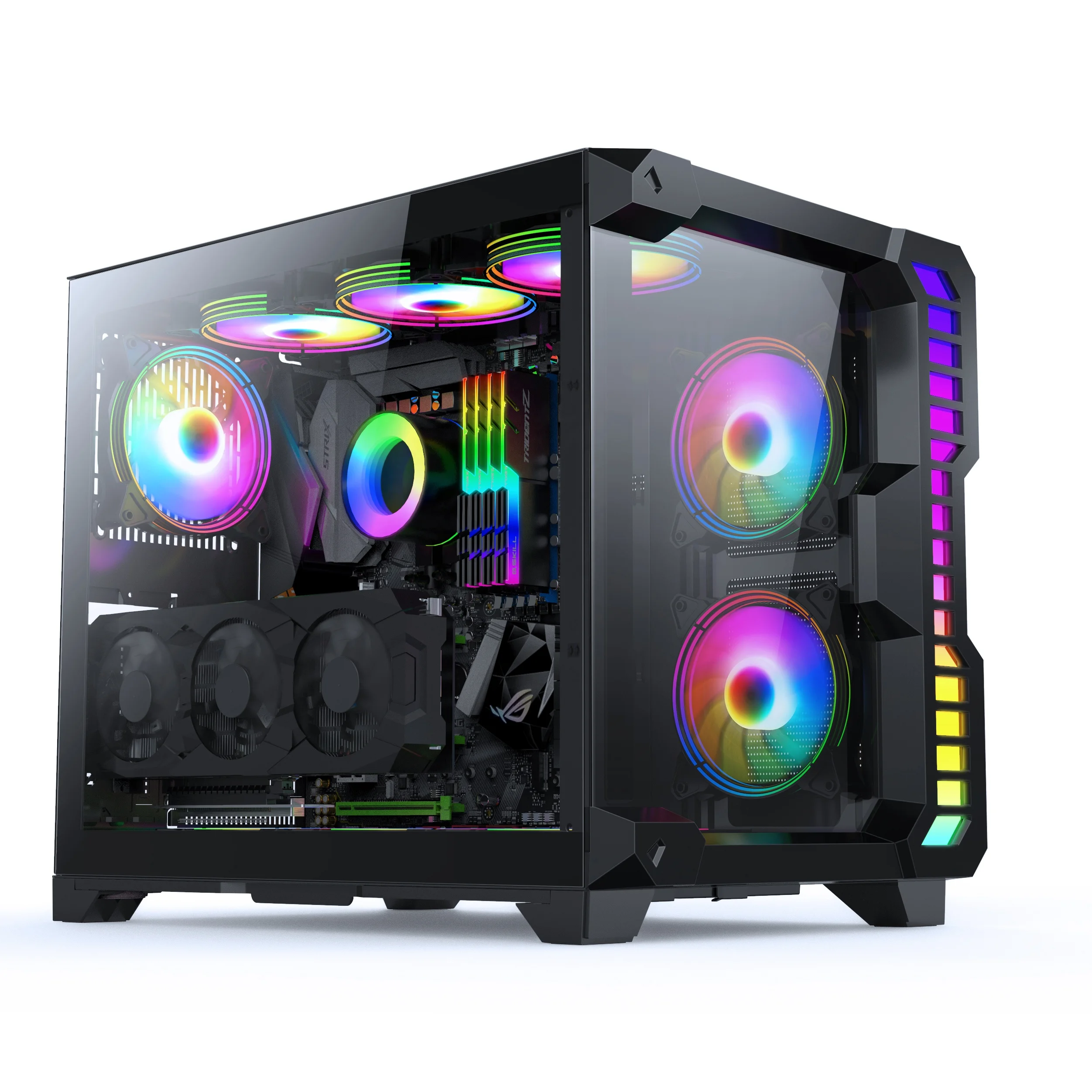 Новейший стильный широкоугольный светящийся полос для игрового ПК ATX, стеклянный корпус для ПК, кубические компьютерные Чехлы, игровой настольный компьютер