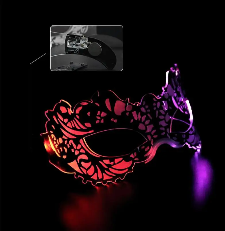 LED Visor Glasses Light Up Futuristic Lace Pattern Glasses Luminous Eyemasks Birthday Rave Party Holiday Club Bar Decorations
