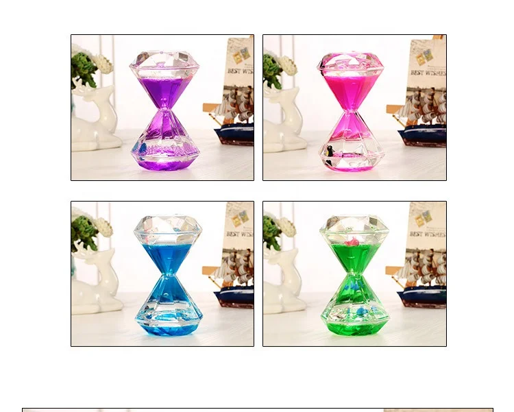 Creative Double Color Floating Liquid Oil Acrylic Hourglass Liquid Visual Movement Hourglass Timer Home Decoration Gift Decor