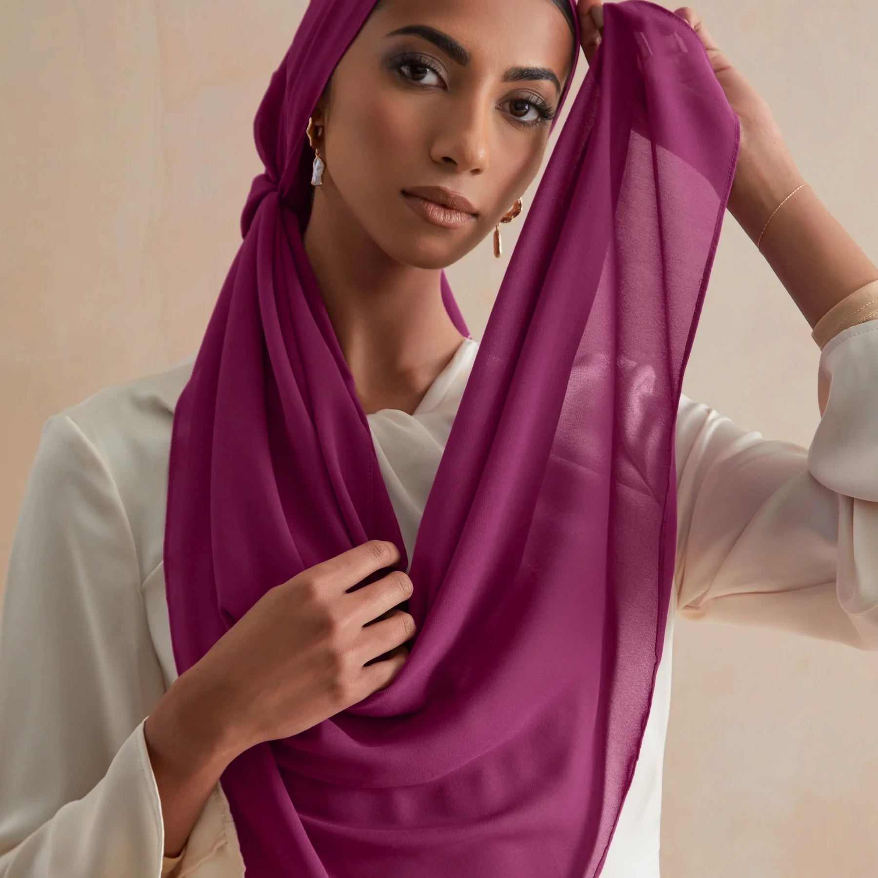 Wholesale High Quality Hot Muslim Solid Blank Plain Chiffon Hijabs Shawls Islamic Headwear Wraps Scarves Long Georgette Scarf