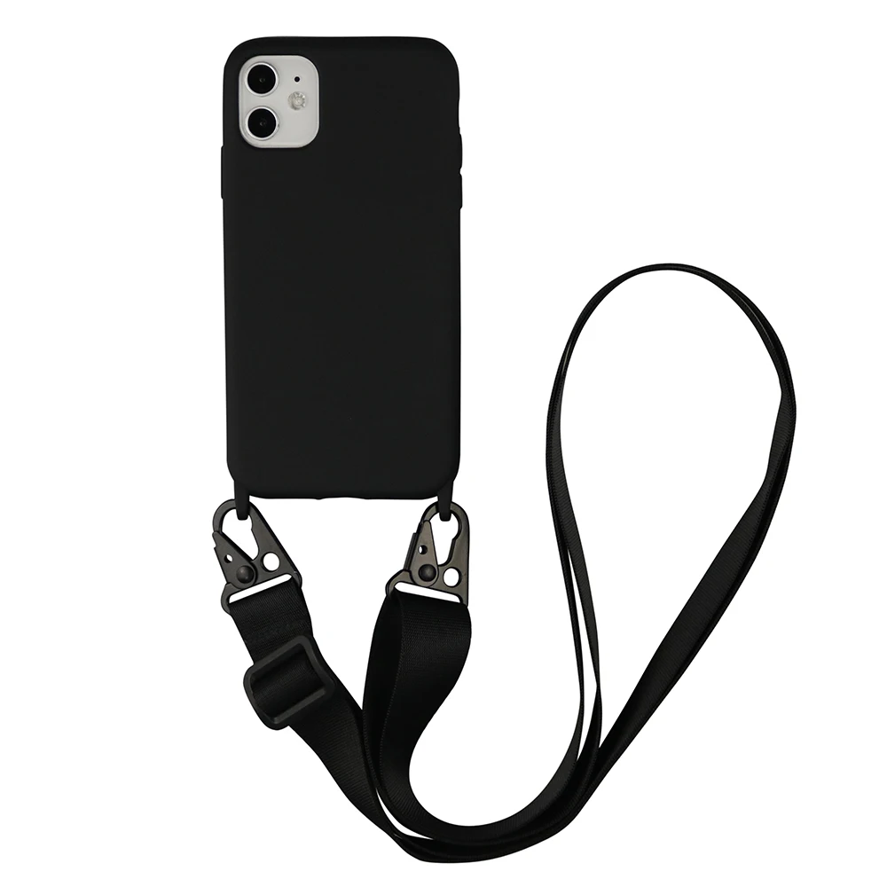 Silicone Phone Case For iPhone14 12 13 11 Pro Max 7 8 Plus X XR Max Ultra Cover With Neck Strap Crossbody Necklace Cord