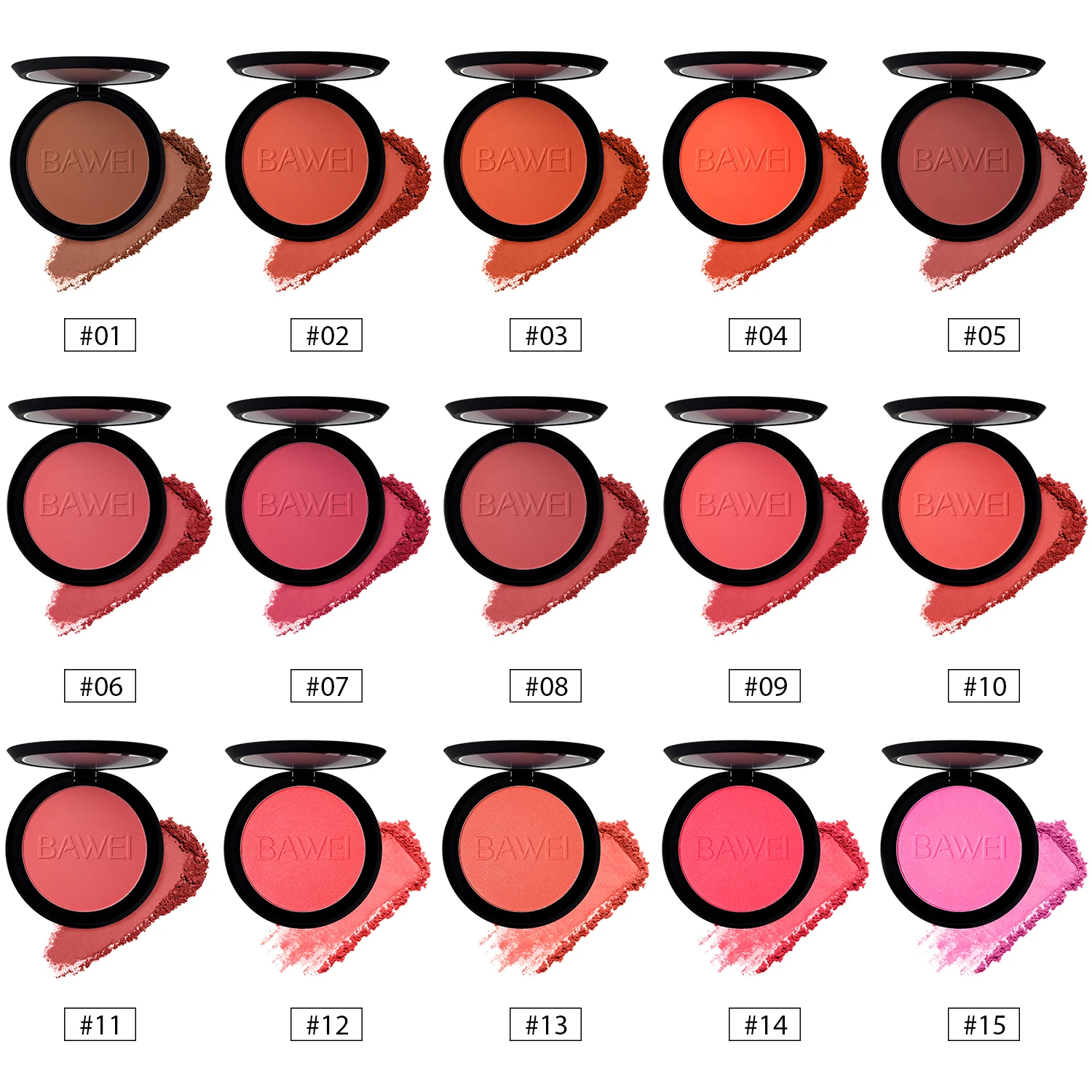 ODM OEM Private Label High Pigmented Glitter And Matte Cheek Blush Lightweight Rose Pink Makeup Powder Blusher