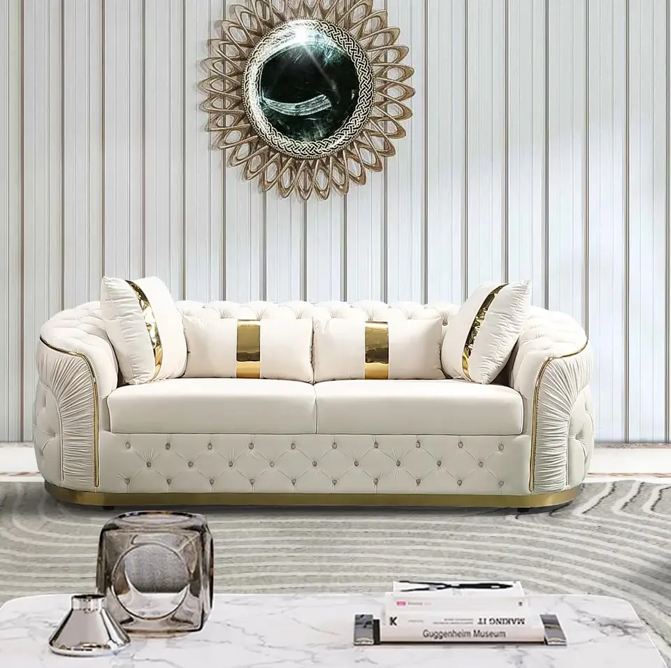 Wholesale Black Velvet Chesterfield Sofa Modern Luxury Fabric Couch Home Sofa Set Living Room Furniture