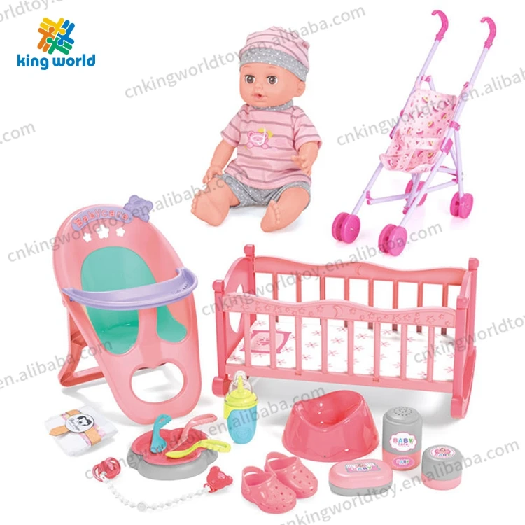 45cm KidsToy Baby doll Stroller Bed 3 in 1 Silicone Reborn Baby Dolls Toy with 12 Sounds