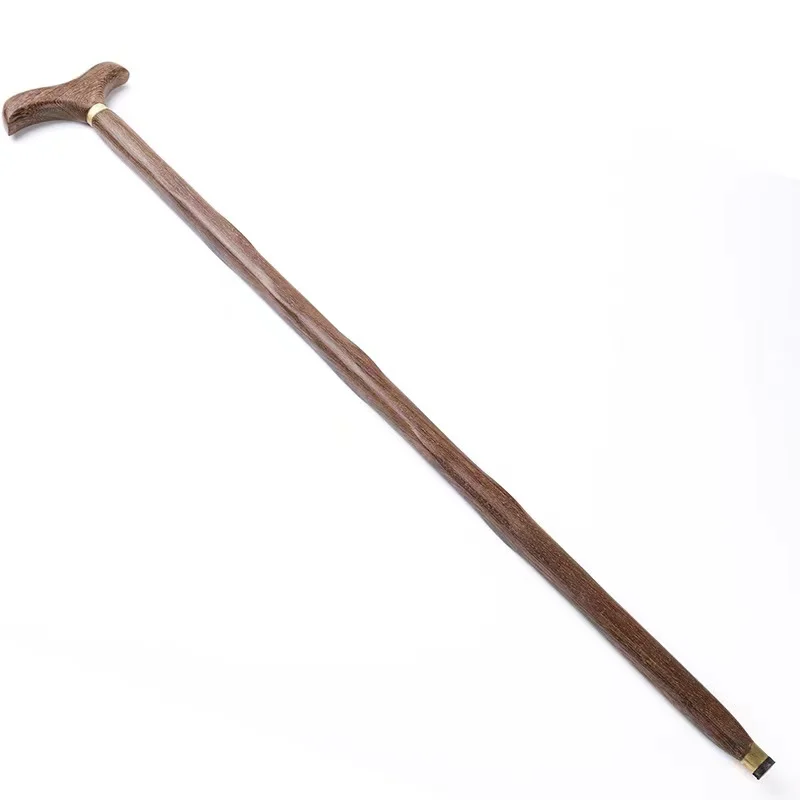 Wenge Wood Non-slip T-shaped Handle Sturdy 87cm Wooden Walking Stick