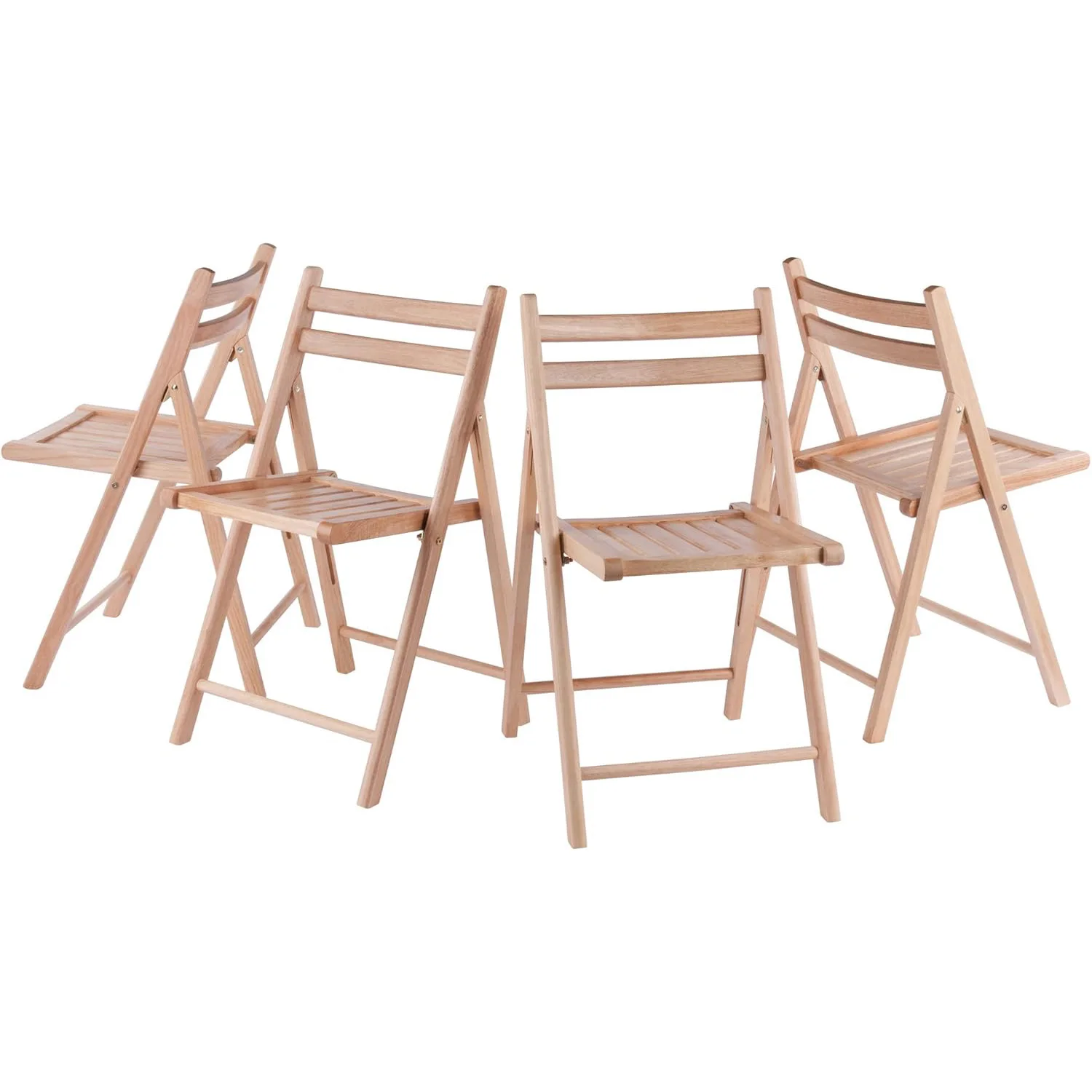 Elegant and Durable Set of 4 Wooden Folding Chairs for Household Use Lightweight and easy to move