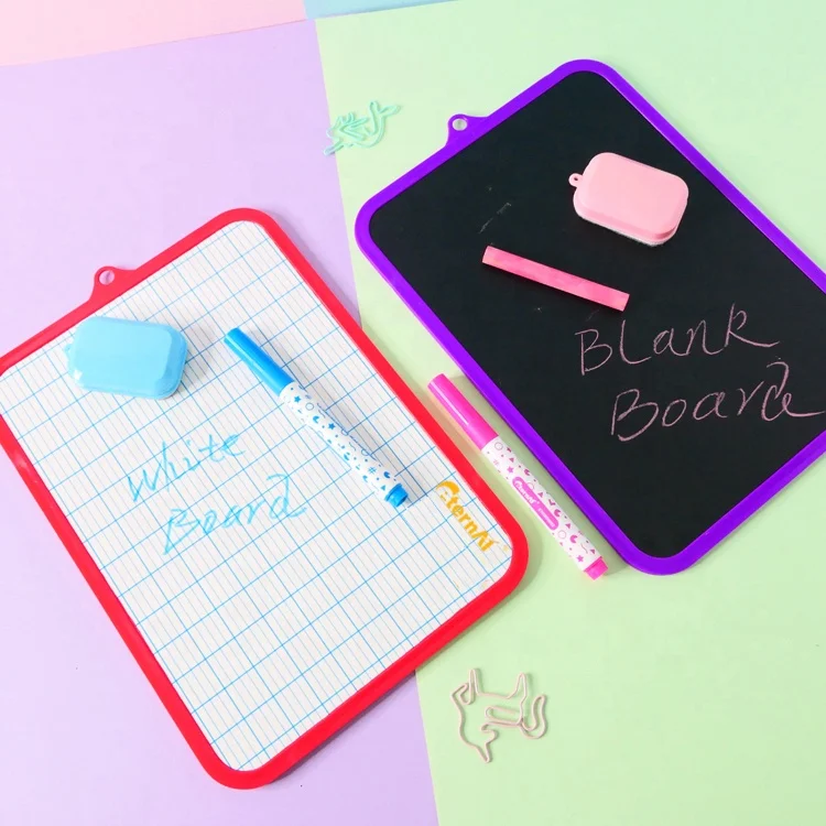 Kids Mini Plastic Frame Whiteboard Double Sided Portable learning Small Dry Erase White board for Children