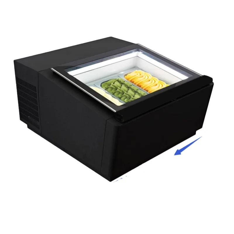 Commercial Gelato Freezer Refrigerator Showcase 3-Pan Mini Ice Cream Display Single-Temperature Style