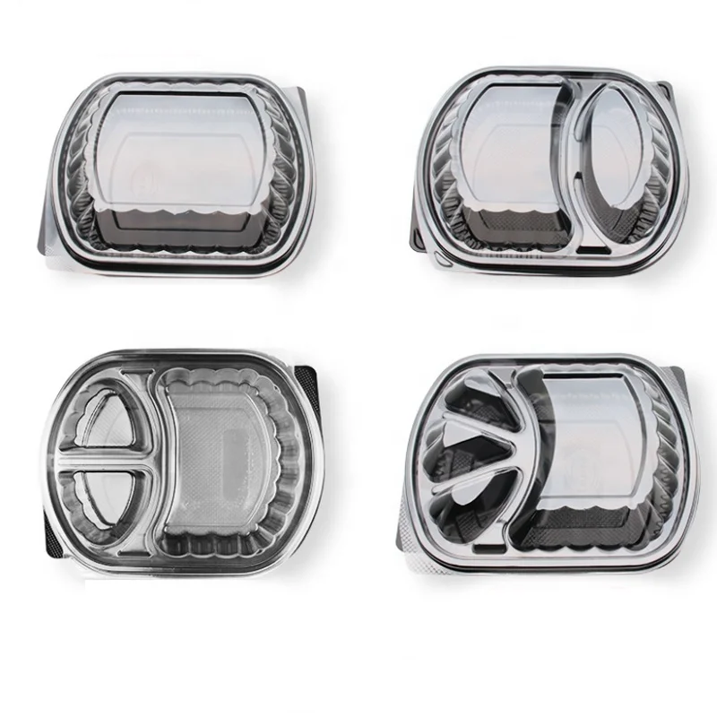 
 Одноразовый PP черный ящик для обеда с крышкой, отсек для еды, пластиковый контейнер  