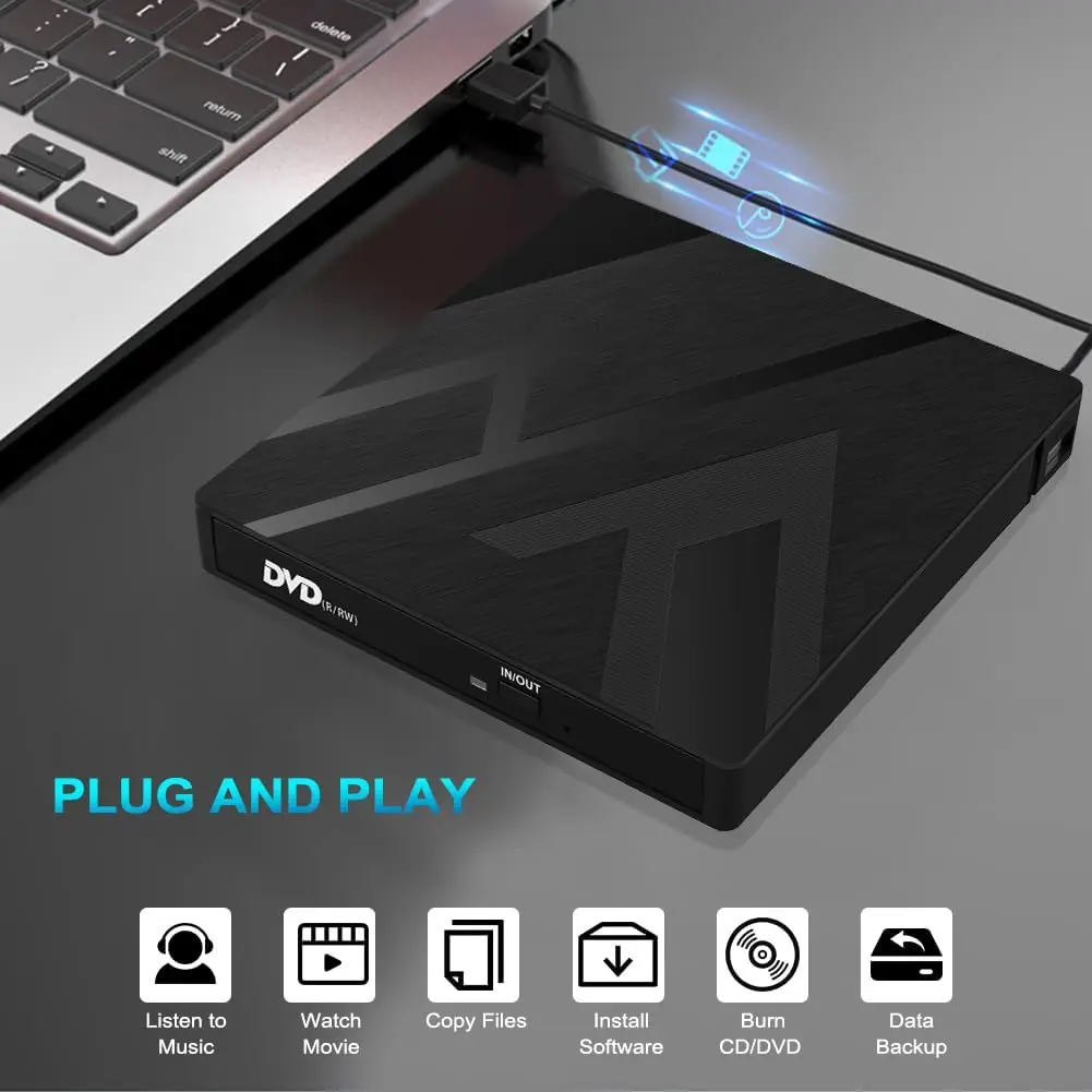 5-in-1 EDD31 External DVD Drive Type-C+USB3.0 Free Drive Tray Optical CD-RW DVD-RW Writer Burner For Mac Wins10 Laptop Computer