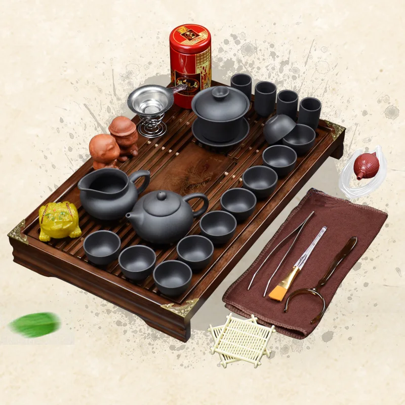 Chinese traditional Kung fu Tea sets with Tray Yixing zisha purple clay Gongfu Tea sets