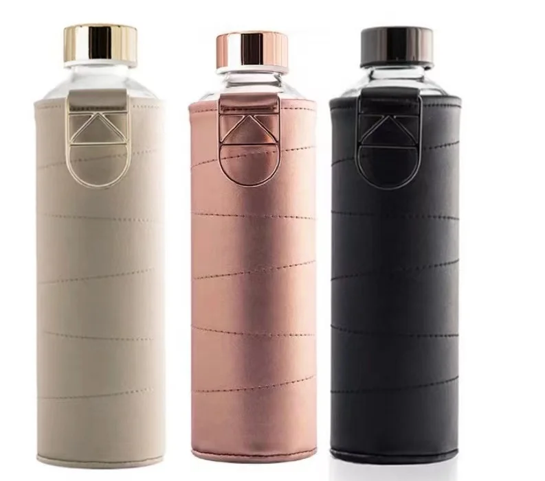 WingShung-Simple PU Leather Glass Cup Thermos Vacuum Flask Insulated Stainless Steel cover Business Gifts  Customized Water cup