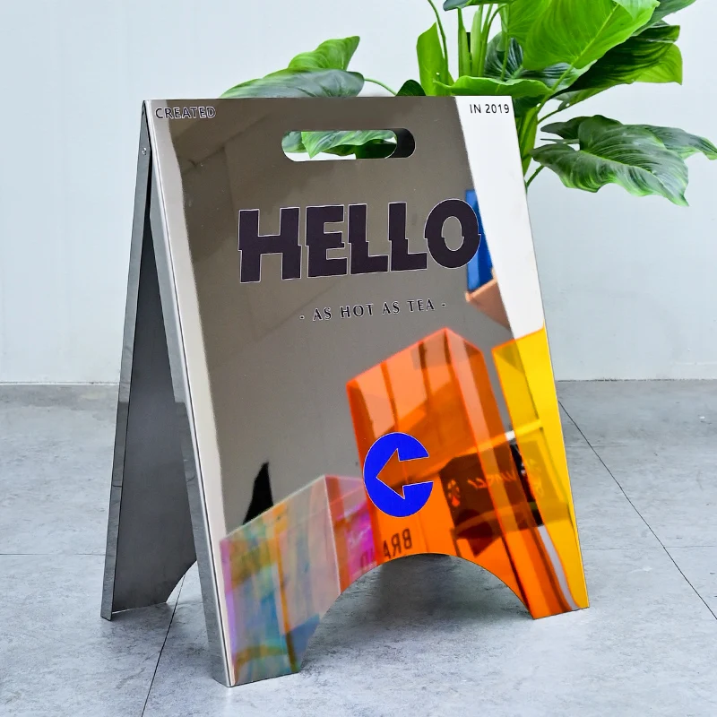 Custom Outdoor A-frame Metal Stand Mirror Silver/Black Shop Sign Ground Business Signs Advertising Board A Frame Sign