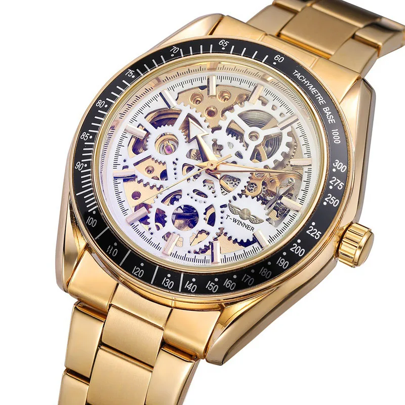 WINNER-A5 Winner Brand Mechanical Alloy Case Men Hand Watch High Quality Colorful Business Men Wrist Watches