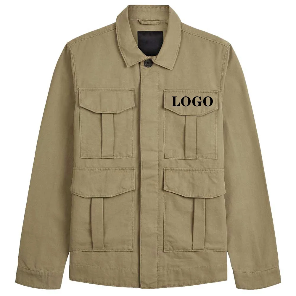 Oti Textile 2023 High Quality 100% Cotton Patch Pockets Retro Military-Style Utility Jacket For Man Vintage Jacket For Men