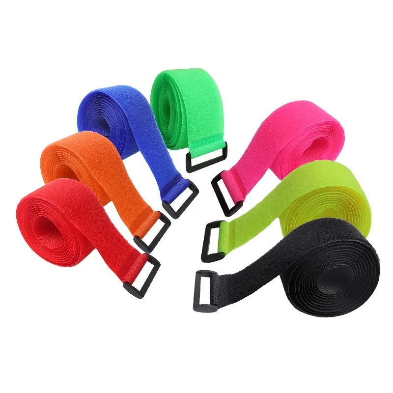 Custom brand logo adjustable hook and loop strap with plastic or metal buckle in sewing