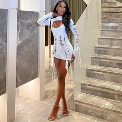 Hot Selling 2023 Sexy Women Sheath Tight Black Bodycon Dress With Hollowed-Out  Party Casual Night Club Evening Dresses