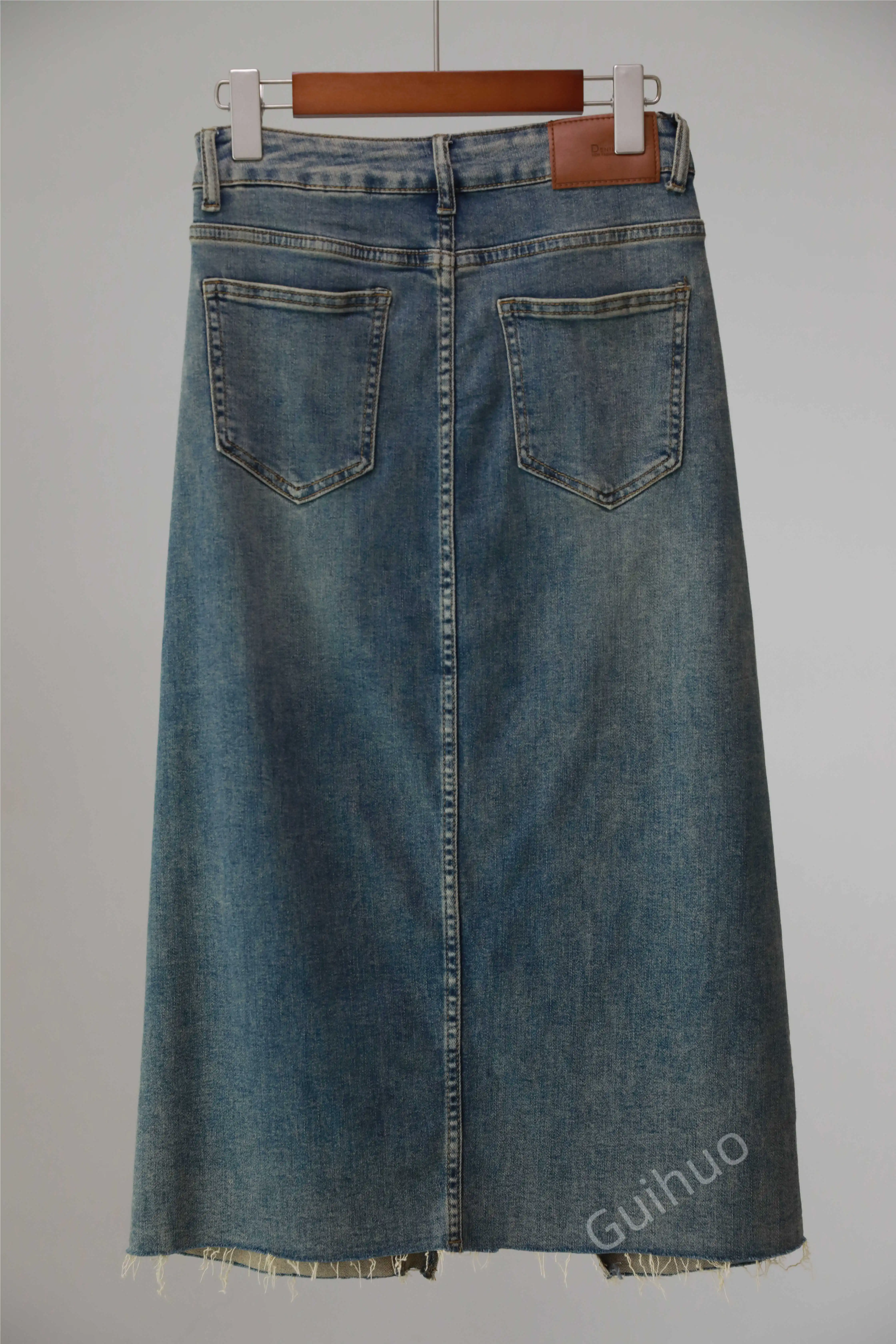 2023 Summer Denim Skirt Women Mermaid Trumpet Long Skirt Ruffles Mid-calf High Waist Jeans With Stretchy Clothing