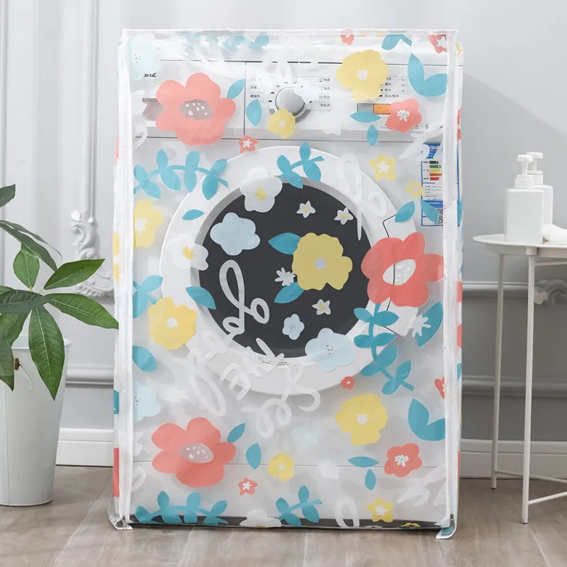 Ready To Ship PEVA Flower Printed Washing Machine Washer Dryer Dust Cover