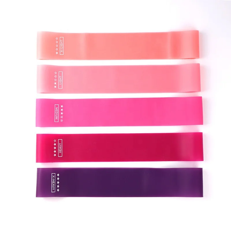 2022 ProSelect Wholesale 600*50mm Pink Colors Mi 5 Silicone Latex Mini Resistance Bands Set