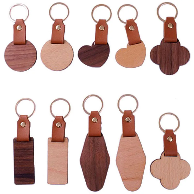 Promotion Souvenir Gift Keychain Laser Engraving Wooden Keychains Wholesale Custom Logo Diy Blank Wood Keyring Gifts Accessories