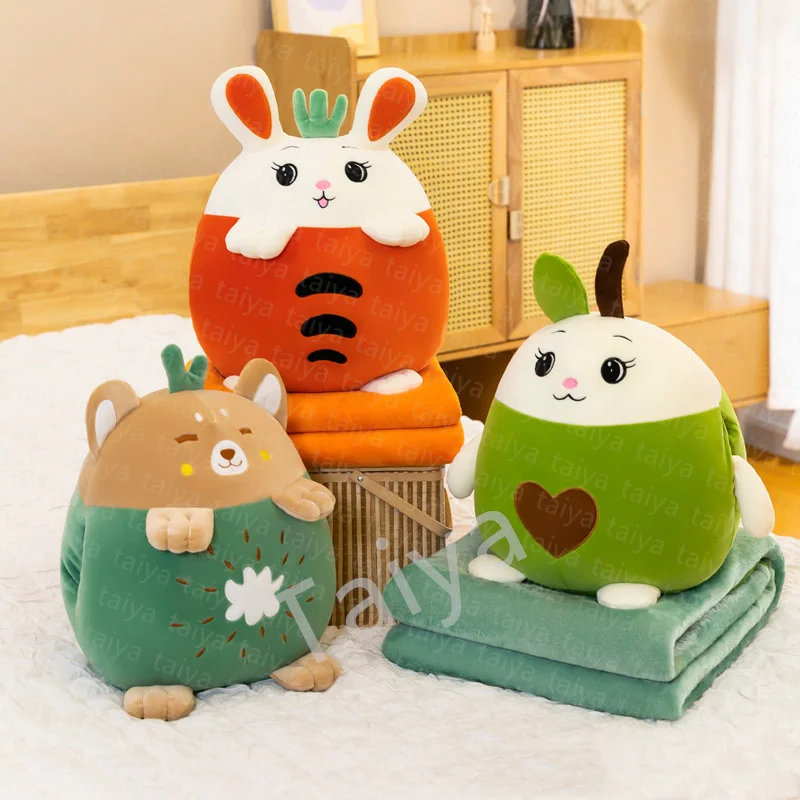 Hot selling Soft Stuffed bunny 2 In 1 Pillow with Blanket Inside Kawaii kids Plush Toys for Children