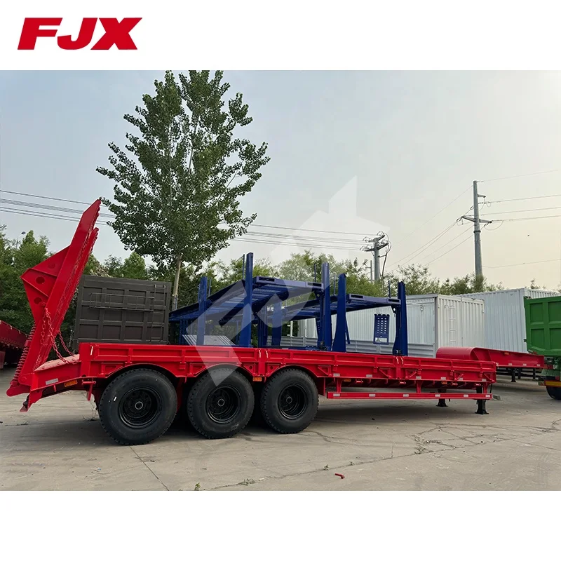 3 Axles 60 Tons 80 Tons Low body Trailer with Gooseneck Lowbed Trailer Low Flatbed Semi Trailer for Sale
