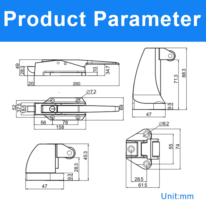 Industrial 304 Stainless Steel 1178 Cold Room Door Lock Latch Cold Room Storage Handle