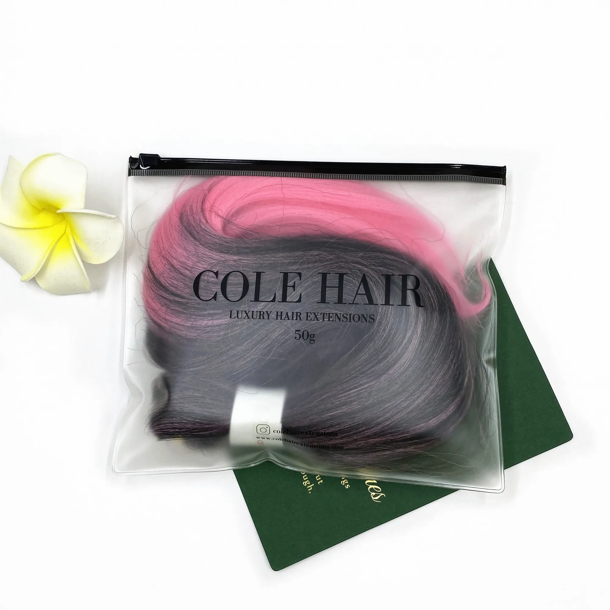 Branded Plastic Hair Zipper Packaging Bag PVC Ziplock Pouch For Hair Extensions