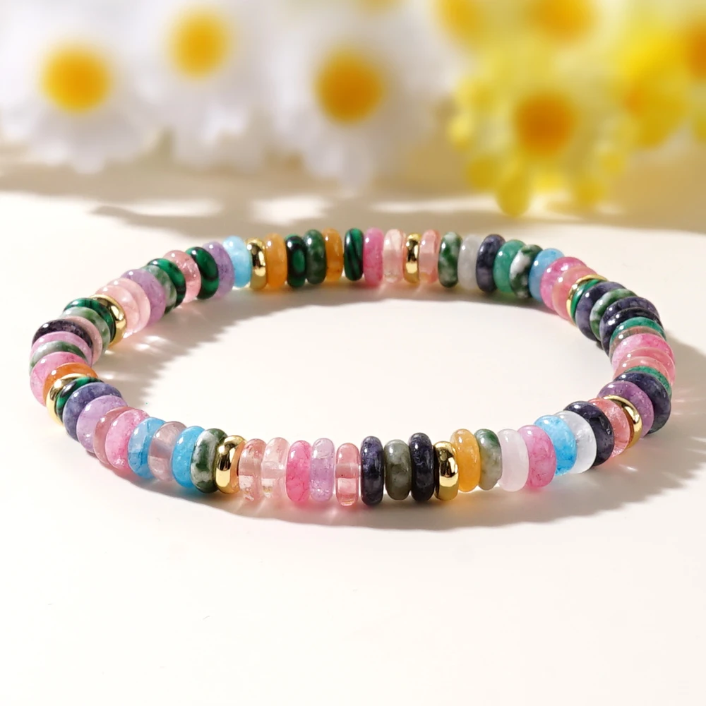 Go2boho 1 PCS Natural Stone Beaded Jewelry Boho Summer Trendy Multi Hematite Stone & Colorful Shell Beads Bracelets for Women