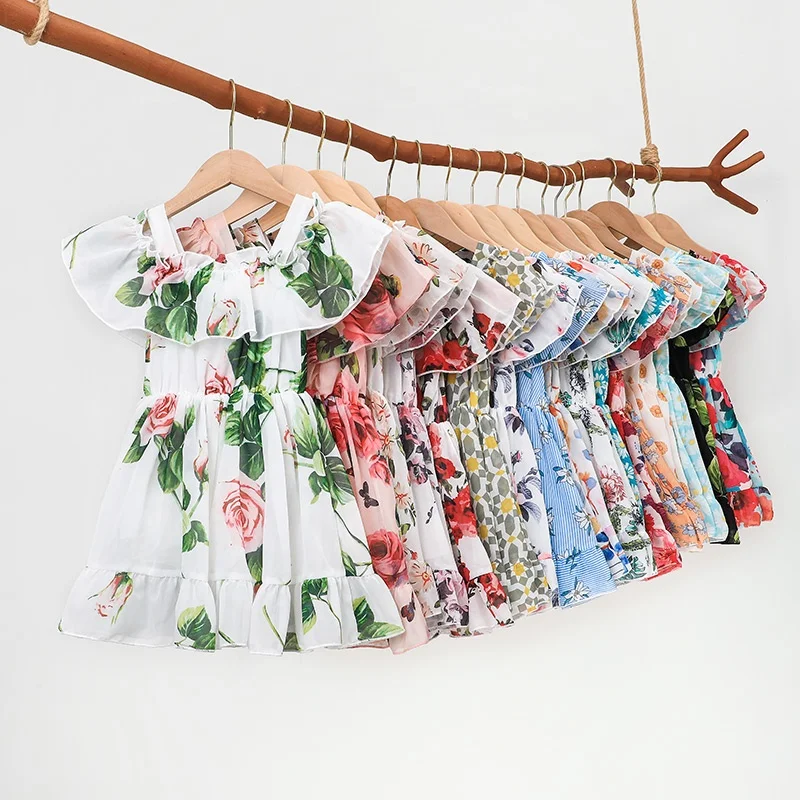 Платье для девочек, детская От 1 до 6 лет; Одежда для малышей; Футболка с короткими рукавами классическое праздничное платье принцессы с цветочным рисунком; Платья для девочек