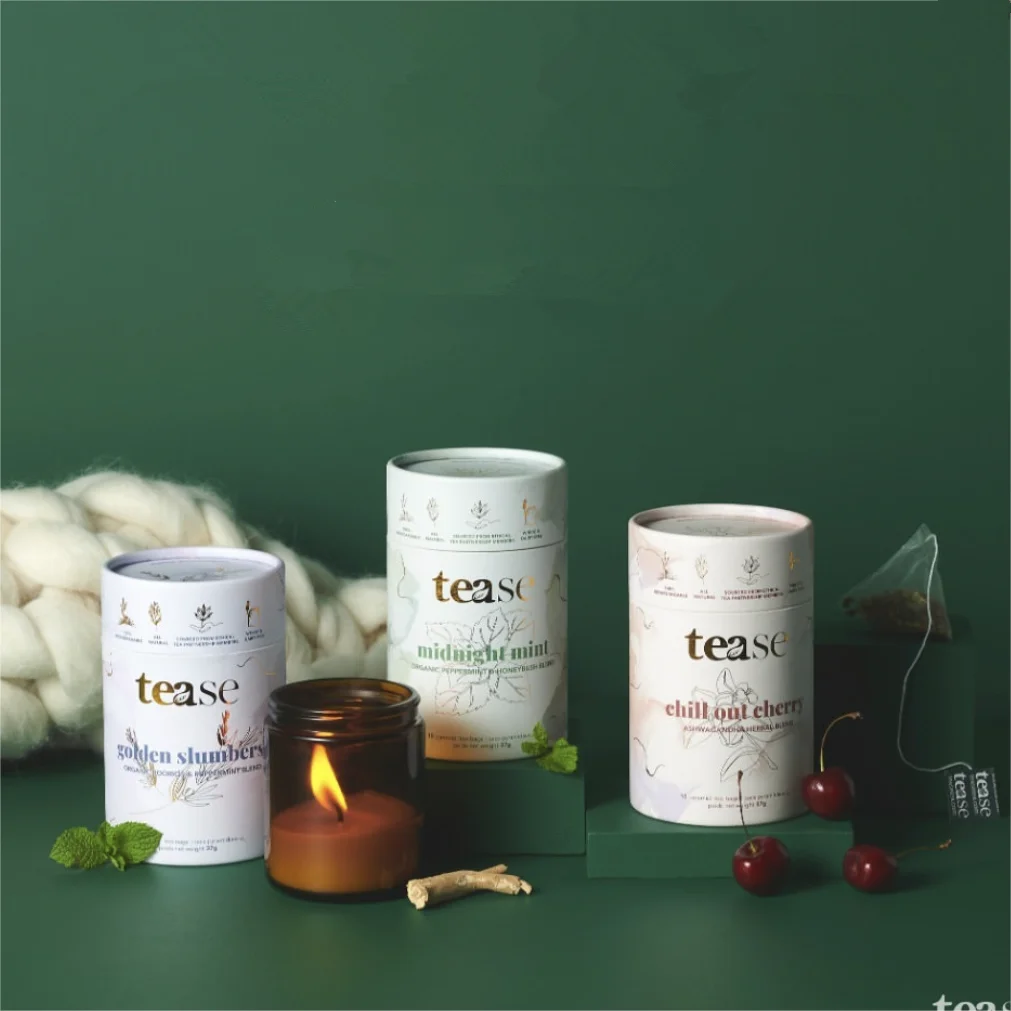 Eco Friendly Round Cardboard Powder Container Cookie Coffee Bean Food Paper Tube Tea Packaging With Seal Metal Lid Aluminum Jar