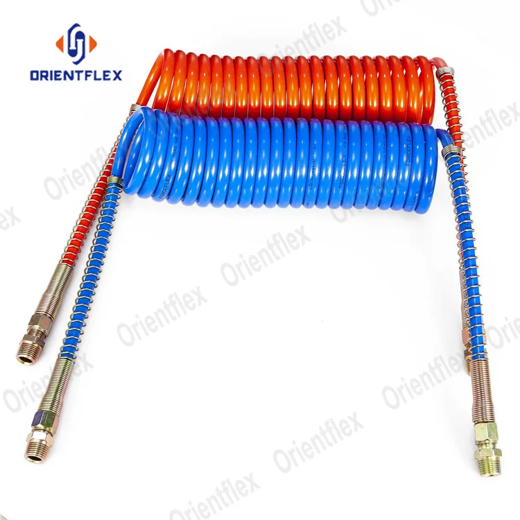 High Quality 1/4Inch Blue And Red Spring Pu/Pa Coiled Hoses