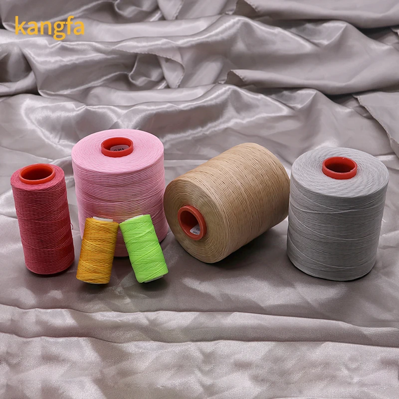 High Quality Waterproof Black 0.8mm 100% Polyester Flat Waxed 210D/16 Braided Thread For Leather