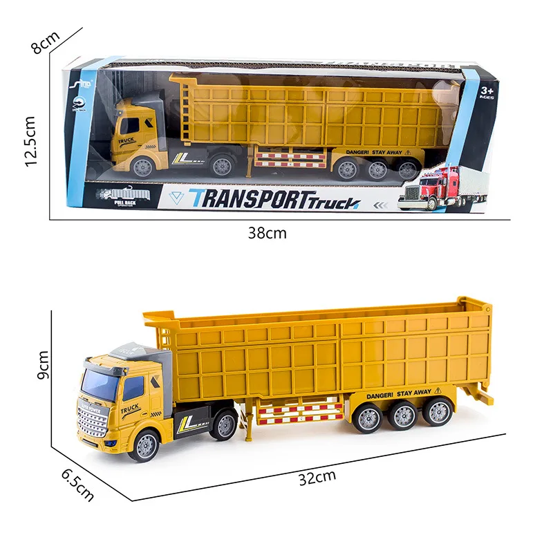 Jiefan cross-border semi-trailer heavy engineering dump transport container tank boy model pull-back tow truck toy