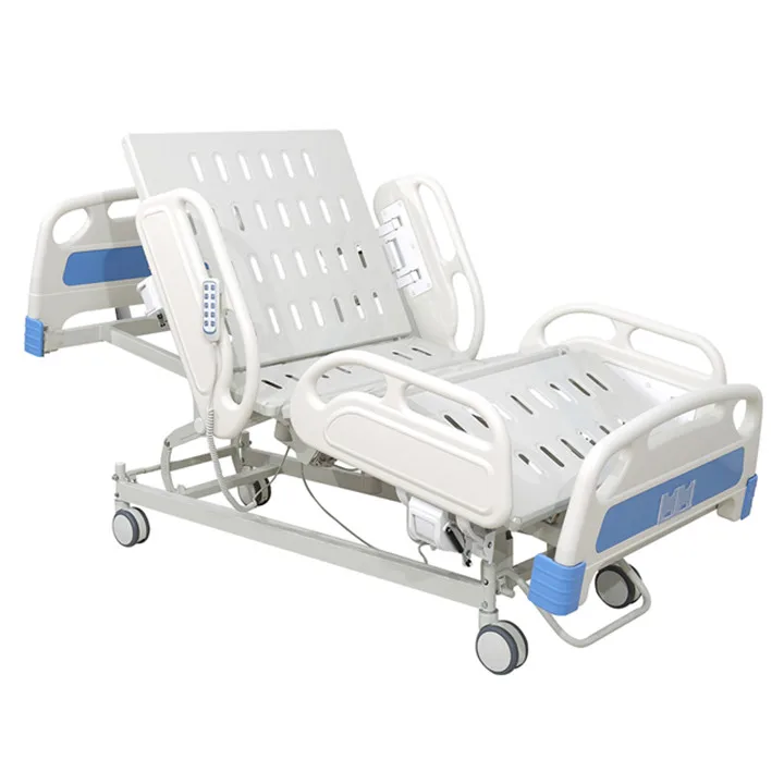 BT-AE011 Cheap 5 function electric hospital bed medical automatic patient bed with 4 ABS side rails mattress wheels price