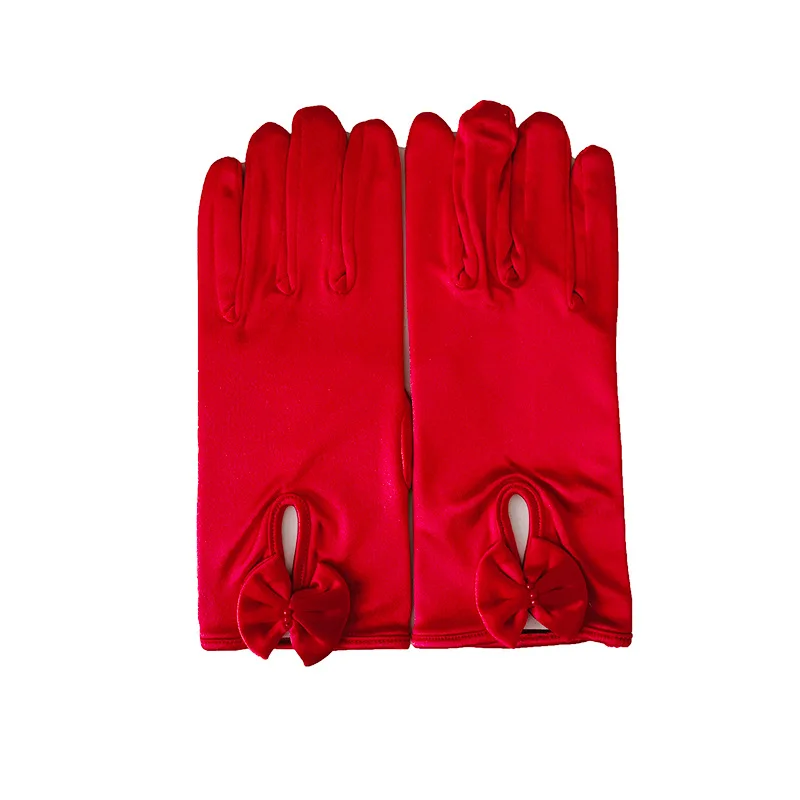 HZS-24036 Elegant Wedding Bridal Gloves Satin Short Brides Women Marriage Pageant Prom Gloves