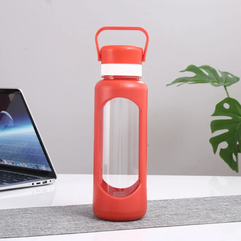 Popular Products Custom design 1000ml  sports glass water bottle with protective case for hiking and outdoor
