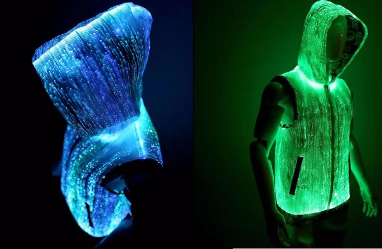 DIY LED Lighting Clothing Fiber Optic Fabric Hoodies for Wedding or Party Ball