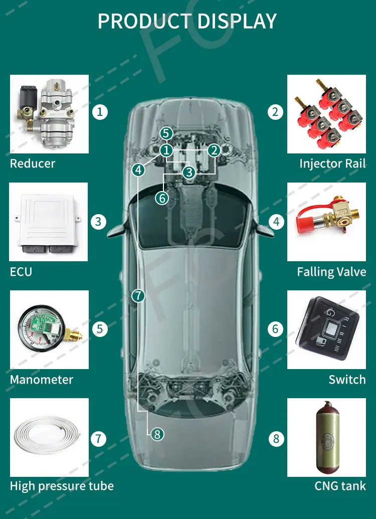 FC 6CYL GNV cng autogas fuel Injector Ecu conversion kits For Petrol Engine 6 cylinder complete kits