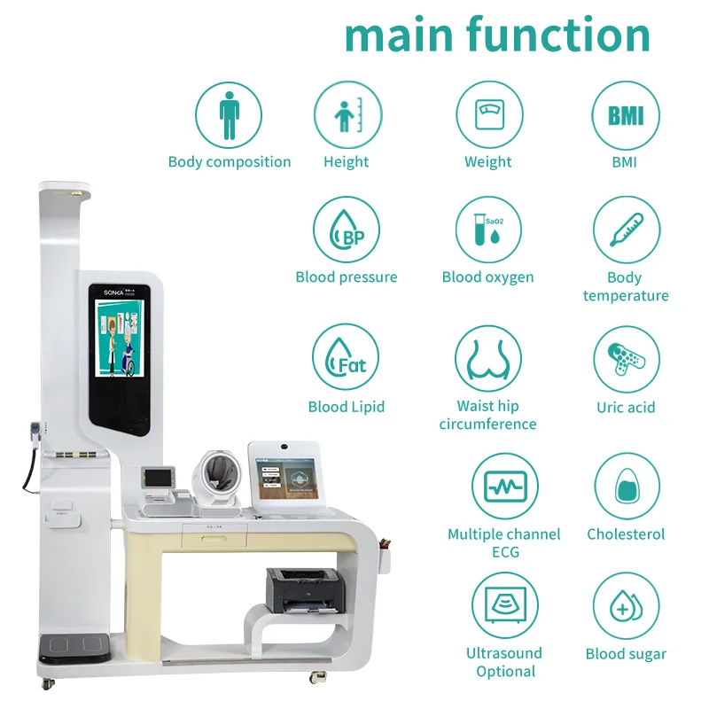 Interactive Health Body Analyzer Vital Signs Monitor Station Telehealth Kiosk Telemedicine Equipment