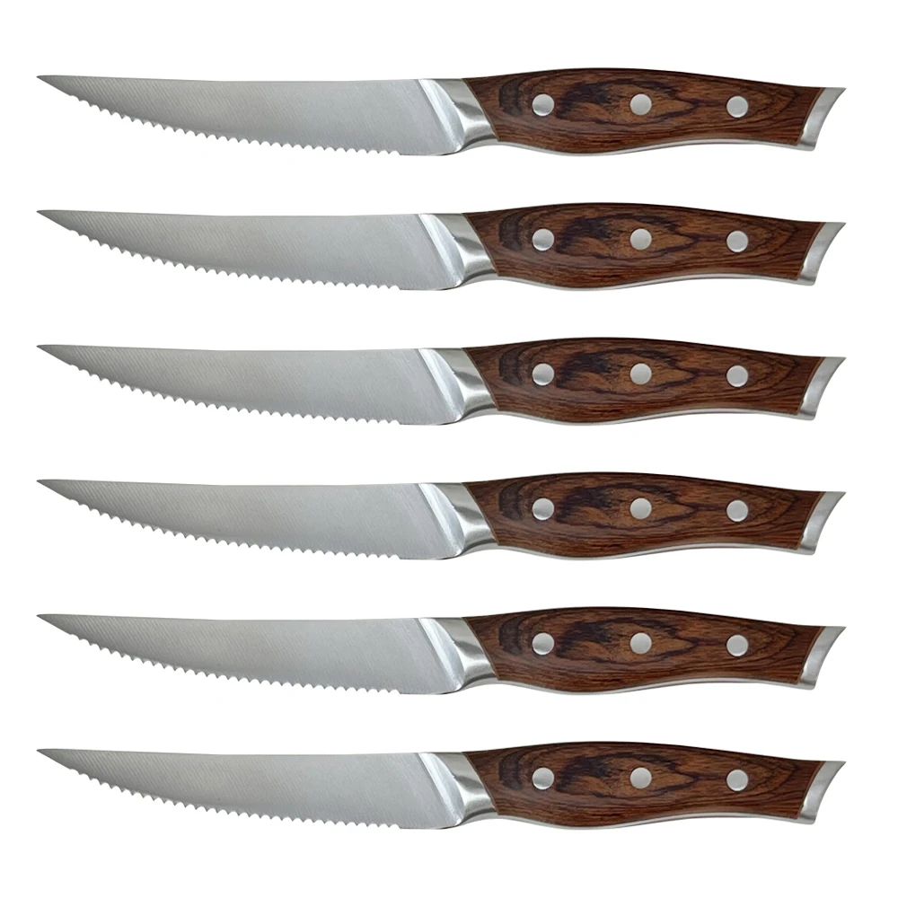 Classic design Pakka wood handle 4/6pcs stainless steel steak knife gift set