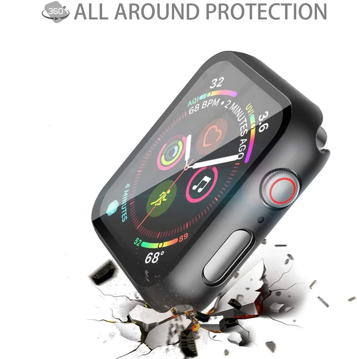 Amazon Горячая продажа новейший резиновый чехол для Apple watch с закаленным стеклом протектор экрана 38 40 42 44