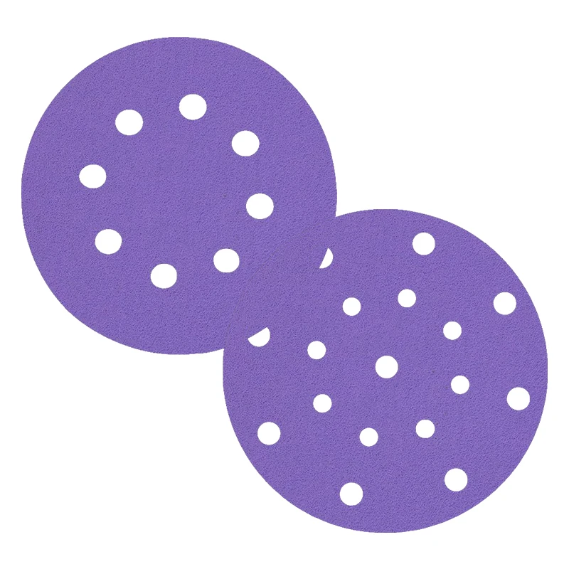 Customized 5' sand disc 8 holes purple sandpaper disc for Car paint polishing