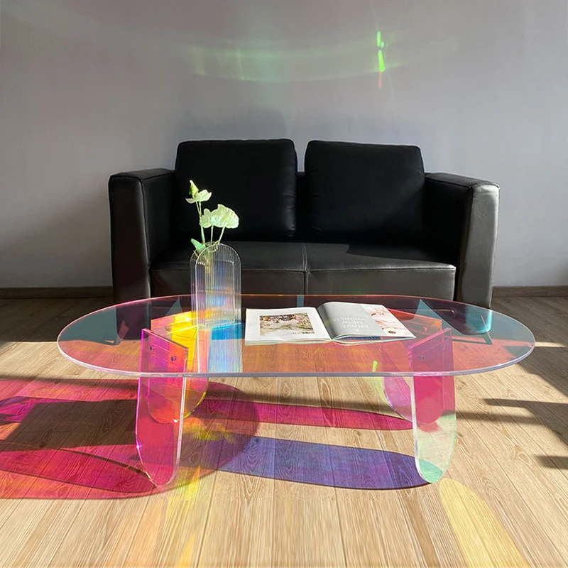 Living Room Sofa Side Table Colorful Acrylic Coffee Table Rainbow Customization High-quality Nordic Modern Luxury Minimalist