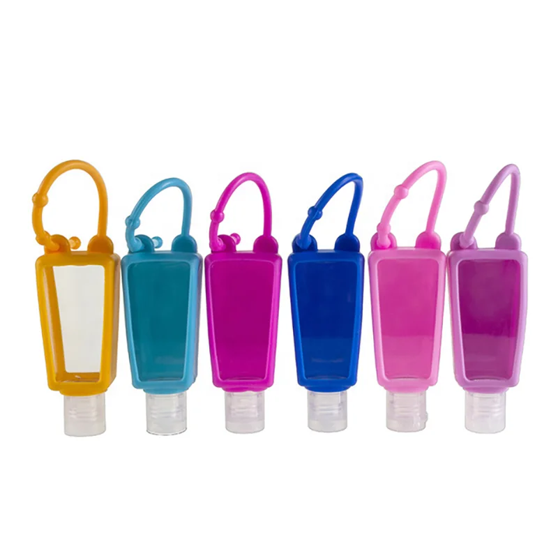 
30ml Plastic Pocket Hand Sanitizer gel Foam Alcohol Disinfection pet spray squeeze Bottle with flip top cap and Silicone 