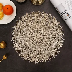 European Style Hollow Out round plate mat Kitchen Placemats Gold silver PVC Dining Table Mats