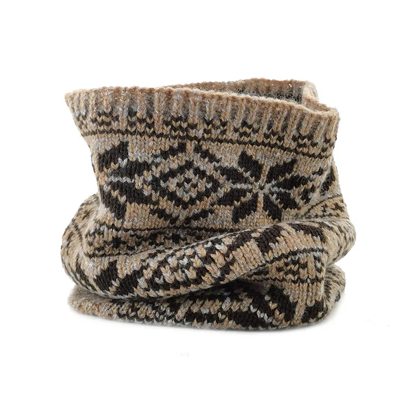 neck warm Custom knitted jacquard star and snowflake scarf men mouline double loop winter warmer Face Mask