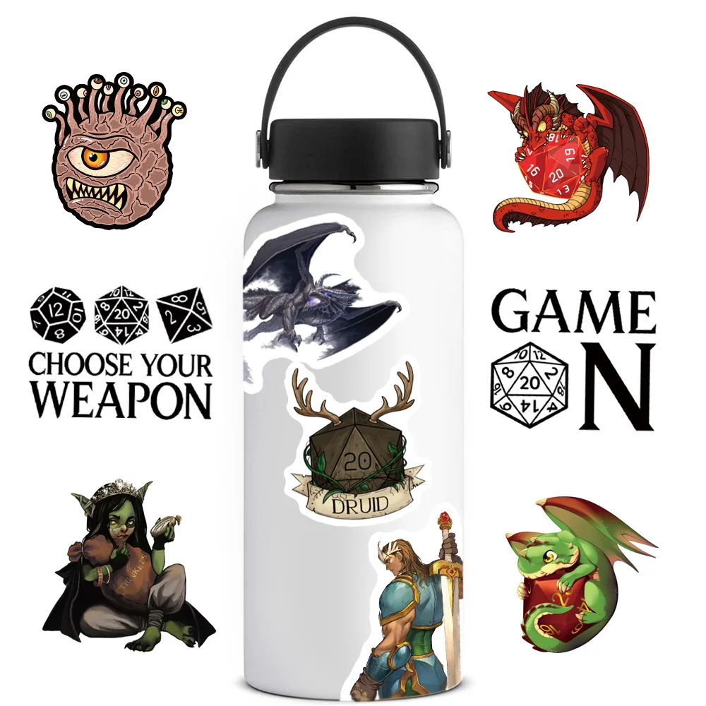 WOWEI 100pcs Dungeons and Dragons Stickers Aeshteic Anime Stickers for Teens Laptops Vinyl Waterproof Decals